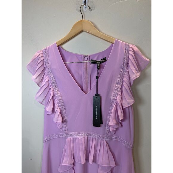 BCBGMaxazria Women's Size 10 Purple Pleated Mini Dress NWT - Picture 5 of 9